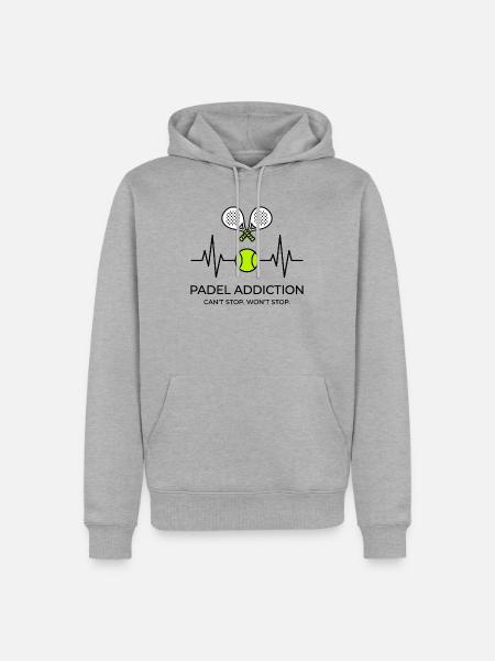 Padel-Sucht – Sport Heartbeat Black - Männer Premium Bio Hoodie - Grau meliert