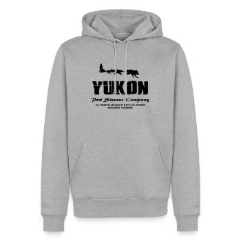 Huskys - Yukon - Canada - Männer Premium Bio Hoodie - Grau meliert - Vorne - Thijin (182cm)