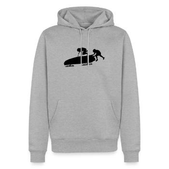 BOB - Männer Premium Bio Hoodie - Grau meliert - Vorne - Thijin (182cm)