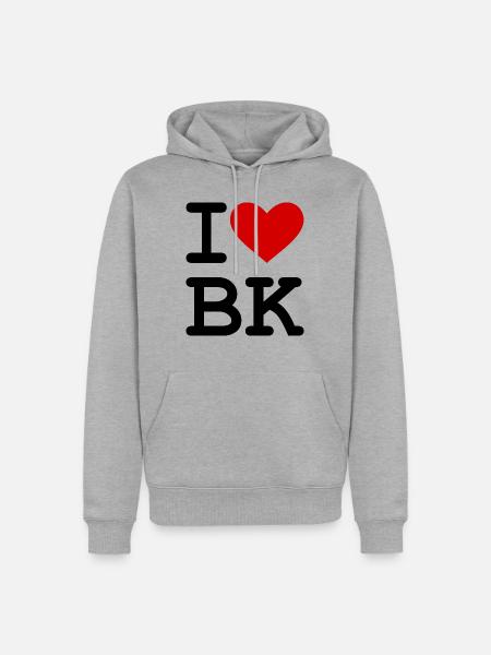 i love bk - Männer Premium Bio Hoodie - Grau meliert