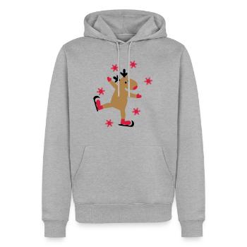 Lustiger Elch zu Weihnachten - Männer Premium Bio Hoodie - Grau meliert - Vorne - Thijin (182cm)