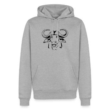Kaffernbüffel - Wasserbüffel - Büffel - Big Five - Männer Premium Bio Hoodie - Grau meliert - Vorne - Thijin (182cm)