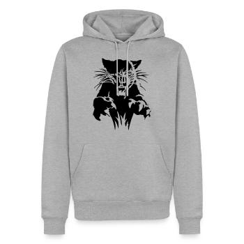 Panther im Angriff - Männer Premium Bio Hoodie - Grau meliert - Vorne - Thijin (182cm)