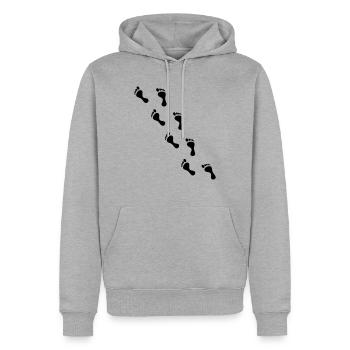 Spuren - Männer Premium Bio Hoodie - Grau meliert - Vorne - Thijin (182cm)