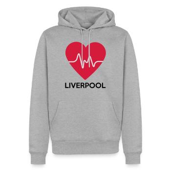 Herz Liverpool - Männer Premium Bio Hoodie - Grau meliert - Vorne - Thijin (182cm)