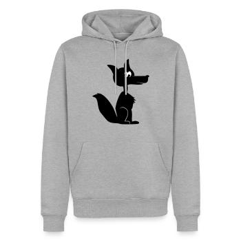 Renard coyote cayote 1c - Sweat à capuche Premium bio Homme - gris chiné - Devant - Thijin (182cm)