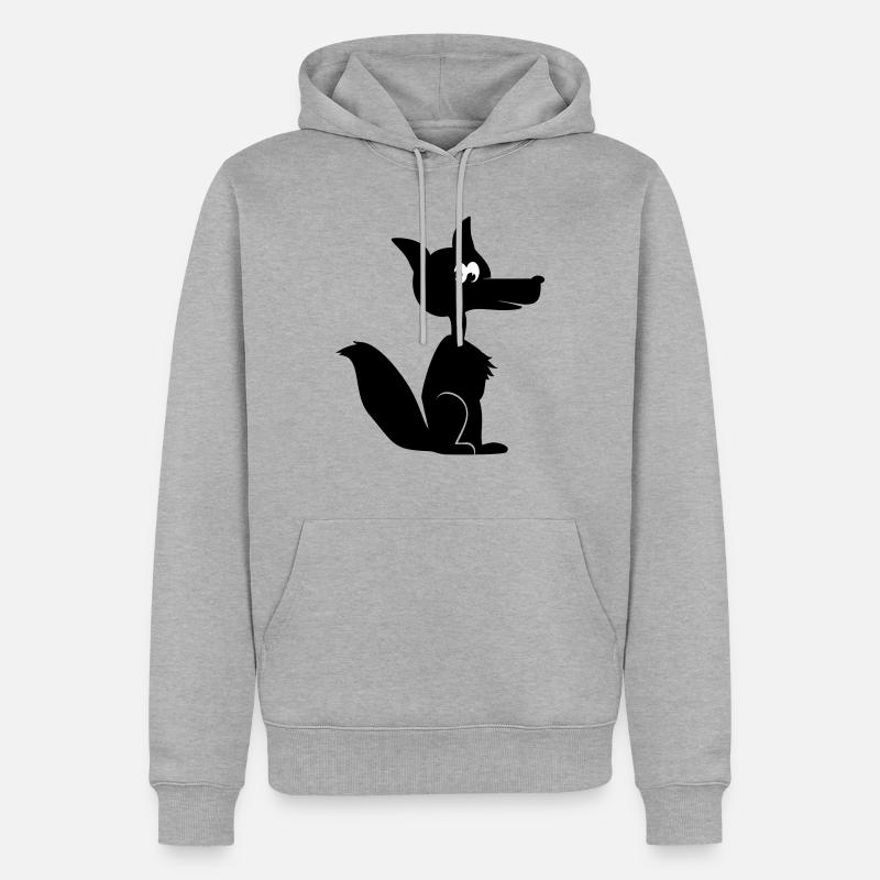 Renard coyote cayote 1c - Sweat à capuche Premium bio Homme - gris chiné