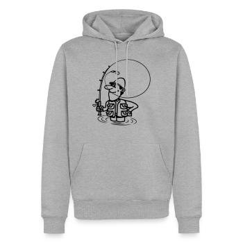 le plaisir de la pêche - Sweat à capuche Premium bio Homme - gris chiné - Devant - Thijin (182cm)