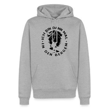Bin Dann mal in den Bergen - - Männer Premium Bio Hoodie - Grau meliert - Vorne - Thijin (182cm)