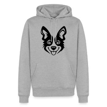 Happy Shiba Inu Chien Langue tendue - Sweat à capuche Premium bio Homme - gris chiné - Devant - Thijin (182cm)