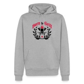 Né à grill-né à Griller grill-né - Sweat à capuche Premium bio Homme - gris chiné - Devant - Thijin (182cm)