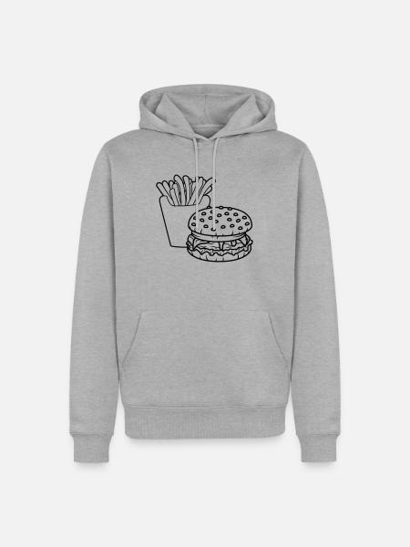 pommes frittes hamburger cheeseburger burger fast - Männer Premium Bio Hoodie - Grau meliert