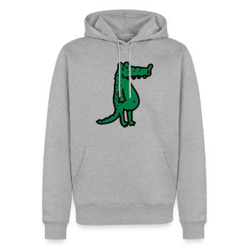 Krokodil - Männer Premium Bio Hoodie - Grau meliert - Vorne - Thijin (182cm)