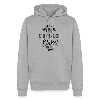 onkel der Beste (s) - Männer Premium Bio Hoodie - Grau meliert - Vorne - Thijin (182cm)