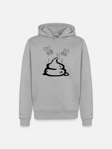 Scheisse mit Fliegenpaar - Männer Premium Bio Hoodie - Grau meliert