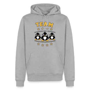 Les amis de l’équipe des pingouins - Sweat à capuche Premium bio Homme - gris chiné - Devant - Thijin (182cm)