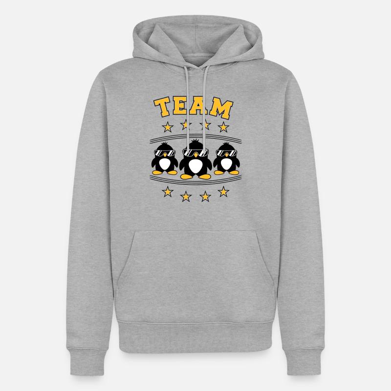 Pinguine Team Freunde - Männer Premium Bio Hoodie - Grau meliert