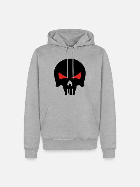 bone head - Männer Premium Bio Hoodie - Grau meliert
