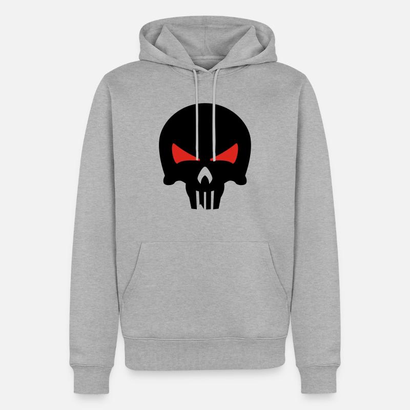 bone head - Männer Premium Bio Hoodie - Grau meliert