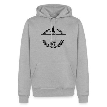 Fußballlogo transparent mit Balken dazwischen - Männer Premium Bio Hoodie - Grau meliert - Vorne - Thijin (182cm)