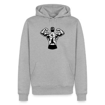 Body Building - Männer Premium Bio Hoodie - Grau meliert - Vorne - Thijin (182cm)