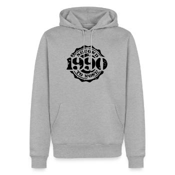 1990 - Second to None - Männer Premium Bio Hoodie - Grau meliert - Vorne - Thijin (182cm)