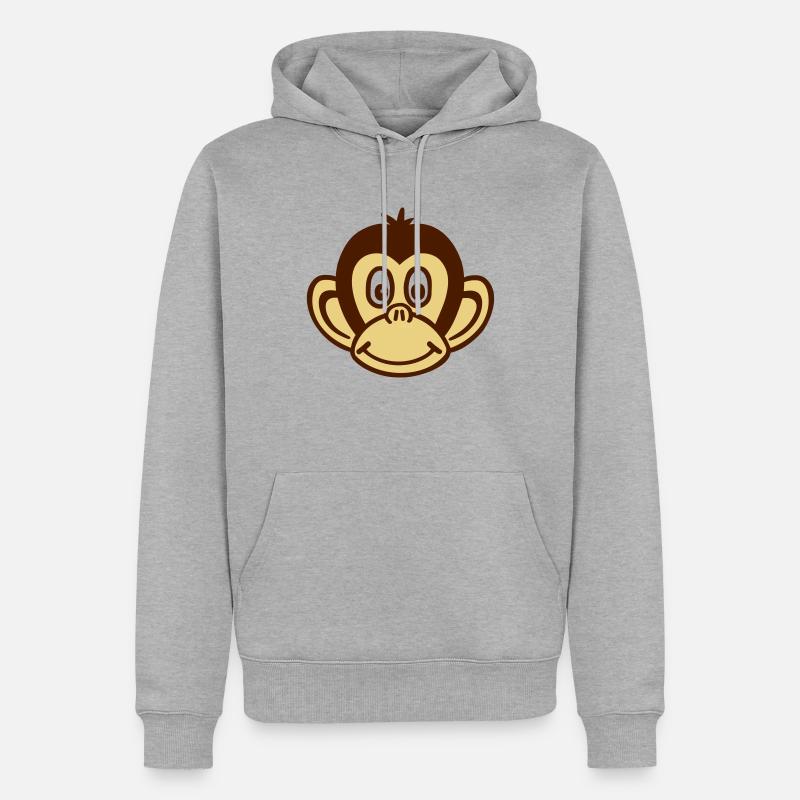 Singe - Sweat à capuche Premium bio Homme - gris chiné