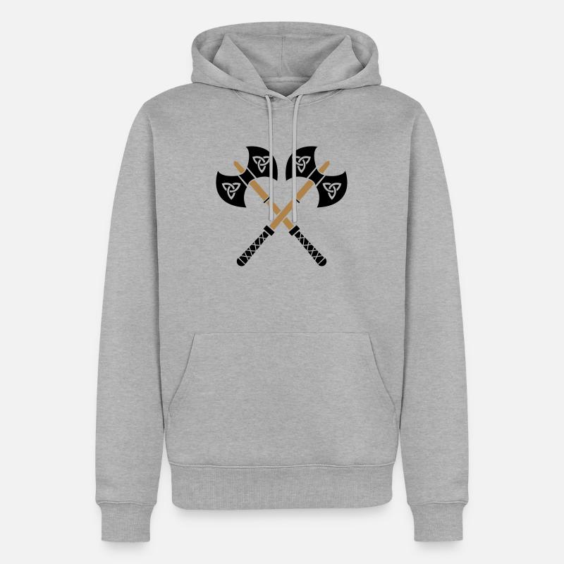 wikinger_aexte_02 - Männer Premium Bio Hoodie - Grau meliert