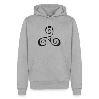 Triskele - Männer Premium Bio Hoodie - Grau meliert - Vorne - Thijin (182cm)