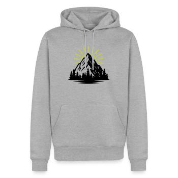 Montagne Nature Soleil - Sweat à capuche Premium bio Homme - gris chiné - Devant - Thijin (182cm)