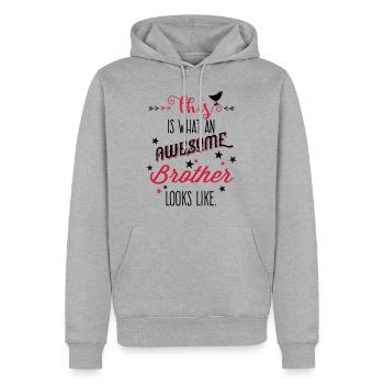 This is what an awesome brother looks like - Männer Premium Bio Hoodie - Grau meliert - Vorne - Thijin (182cm)