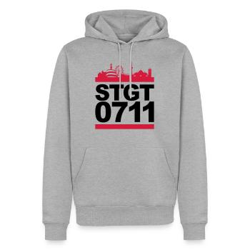 STGT 0711 - Männer Premium Bio Hoodie - Grau meliert - Vorne - Thijin (182cm)