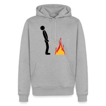 feuer loeschen flammen heiss feuerwehr logo im ste - Männer Premium Bio Hoodie - Grau meliert - Vorne - Thijin (182cm)