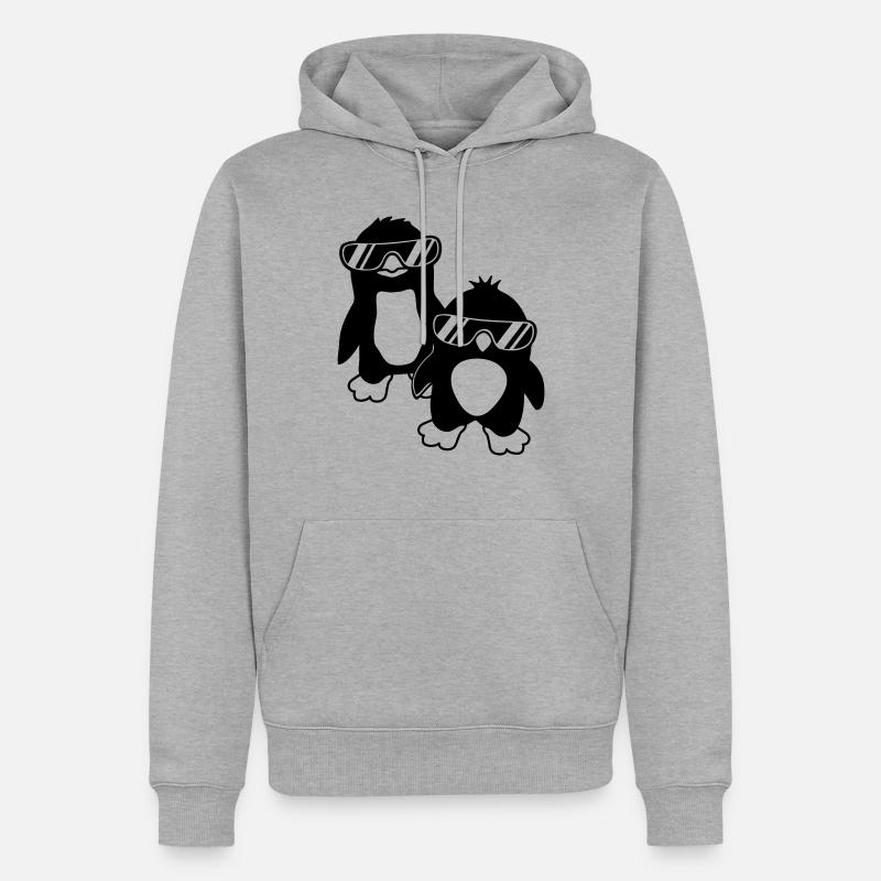 Crew Penguins 2 Amis - Sweat à capuche Premium bio Homme - gris chiné