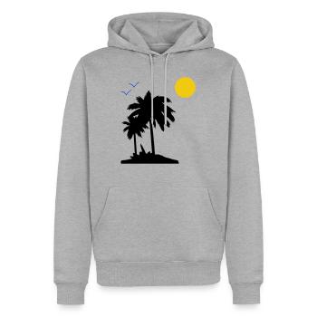 Palmiers - Sweat à capuche Premium bio Homme - gris chiné - Devant - Thijin (182cm)