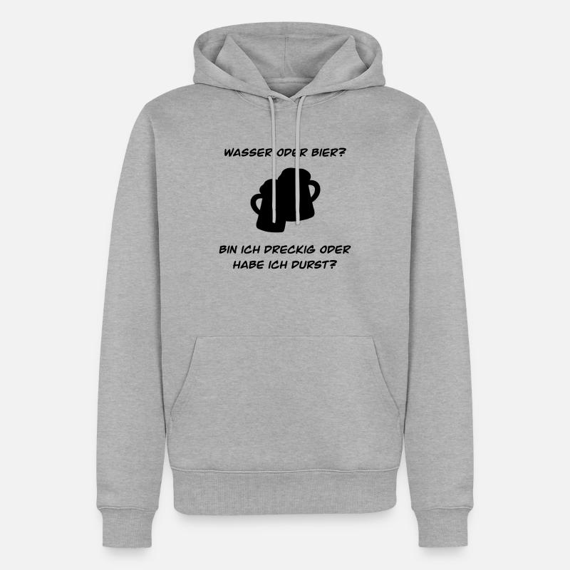 WASSER ODER BIER? - Männer Premium Bio Hoodie - Grau meliert