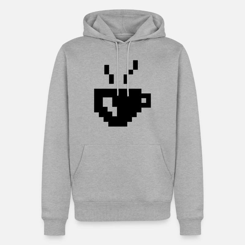 Coffee Pixel - Männer Premium Bio Hoodie - Grau meliert