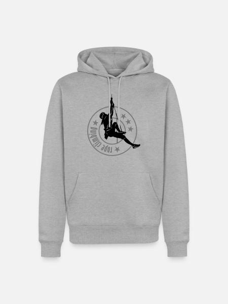 1012_rope_climbing_frau - Männer Premium Bio Hoodie - Grau meliert