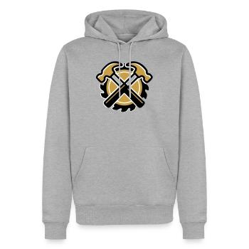 Logo du marteau Zimmermann - Sweat à capuche Premium bio Homme - gris chiné - Devant - Thijin (182cm)
