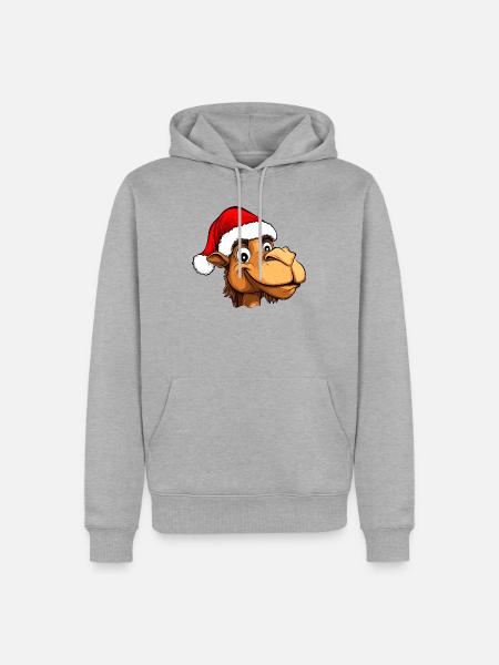 Kamele Christmas - Männer Premium Bio Hoodie - Grau meliert