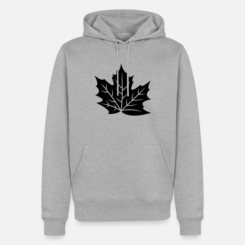 Feuille 16 - Sweat à capuche Premium bio Homme - gris chiné