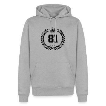 wappen 81 - Männer Premium Bio Hoodie - Grau meliert - Vorne - Thijin (182cm)