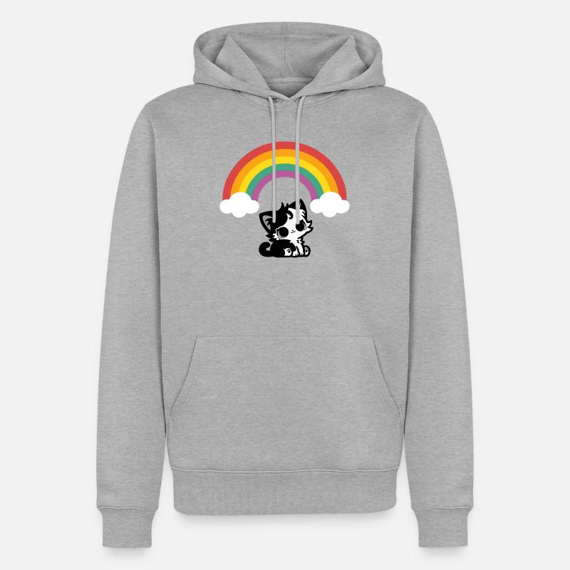 Goth Katze unterm Regenbogen Motiv - Männer Premium Bio Hoodie - Grau meliert
