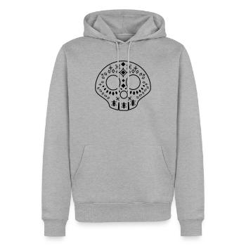 Calavera - Crâne à motifs - noir - Sweat à capuche Premium bio Homme - gris chiné - Devant - Thijin (182cm)