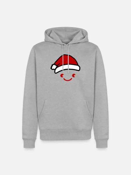 Fröhliches Santa-Gesichtshut - Männer Premium Bio Hoodie - Grau meliert