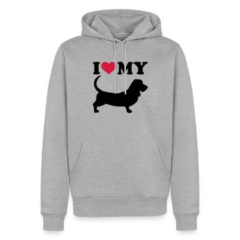 Basset Hound - Männer Premium Bio Hoodie - Grau meliert - Vorne - Thijin (182cm)