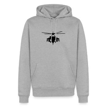 AH 64 Apache Hélicoptère, military helicopters - Sweat à capuche Premium bio Homme - gris chiné - Devant - Thijin (182cm)