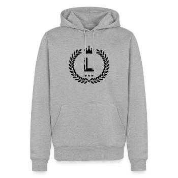 Armoiries L - Sweat à capuche Premium bio Homme - gris chiné - Devant - Thijin (182cm)