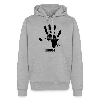 46664__its_in_our_hands - Männer Premium Bio Hoodie - Grau meliert - Vorne - Thijin (182cm)