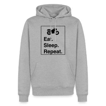 Design cool « Ride Sleep Repeat » pour lui et elle - Sweat à capuche Premium bio Homme - gris chiné - Devant - Thijin (182cm)